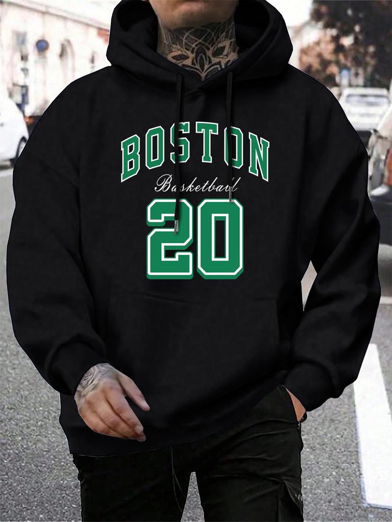 Boston City Print Herren Hoodie Harajuku Lockerer Pullover Mode Fleece Warmer Hoodie Mann Vintage Herbst Rundhals Oberteil