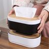 Quality Bamboo Cover Tissue Box Table Decoration Height-Adjustable Tissue Case Desktop Napkin Storage Box Home