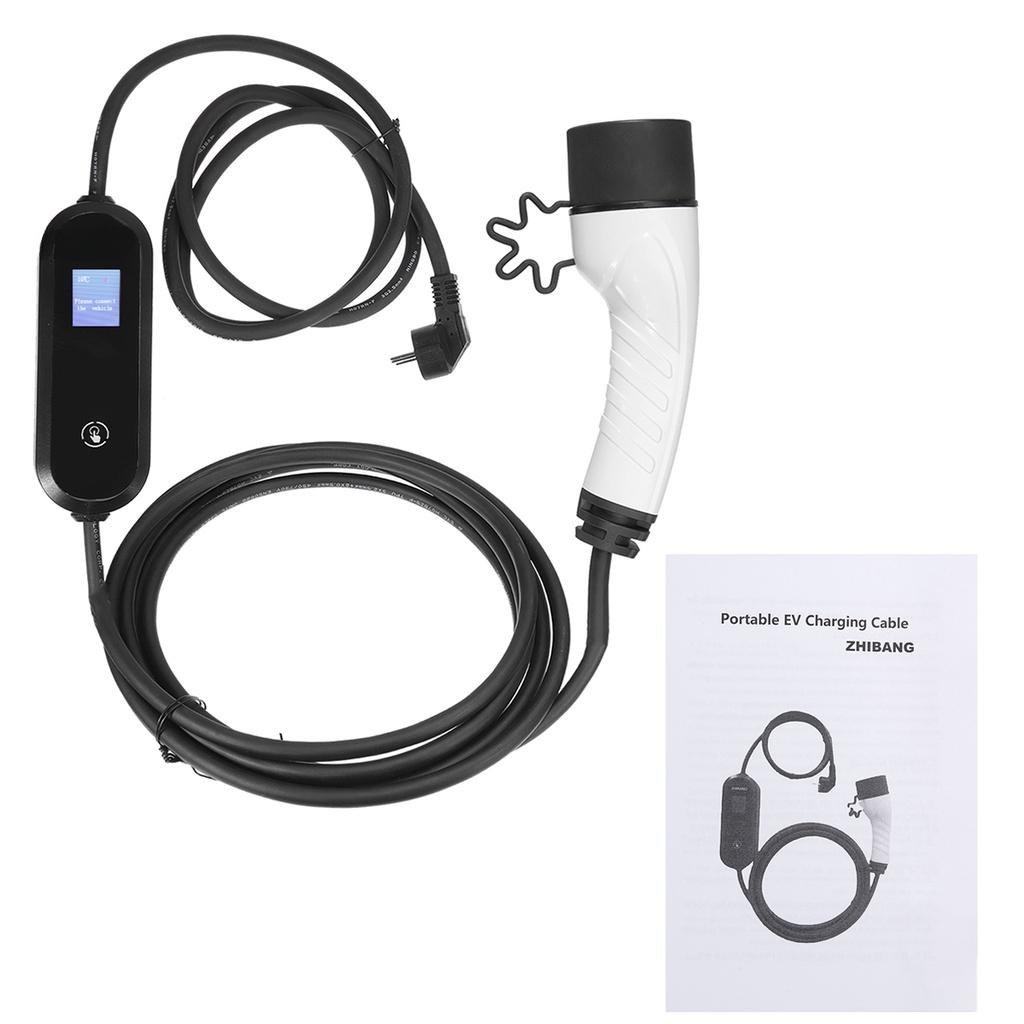 110V/220V Car Portable EV Charger LCD Fourth Gear Charging Cable 16A FCC UL EU Plug for Electric Vehicle