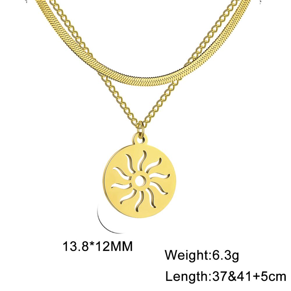 Cazador Small Sun Pendant Necklace for Women Round Minimalist Double Chain on Neck Gift Stainless Steel Jewelry 2026 Wholesale