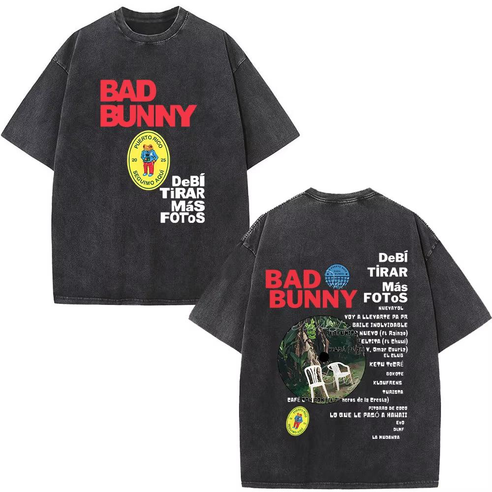 Washed Vintage Bad Bunny DTMF Residencia En El Choli Merch TShirts Debi Tirar Mas Fotos Tshirt Mens Hip Hop Oversized Tshirts
