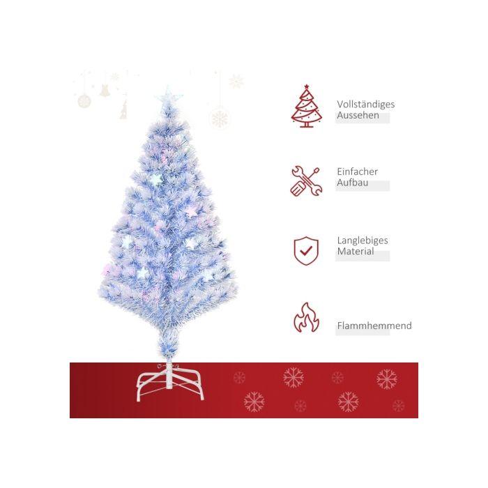 HOMCOM Sapin de Noël artificiel avec 3 lumières LED Sapin de Noël en PVC et métal Blanc+Bleu Ø60 x 120H cm