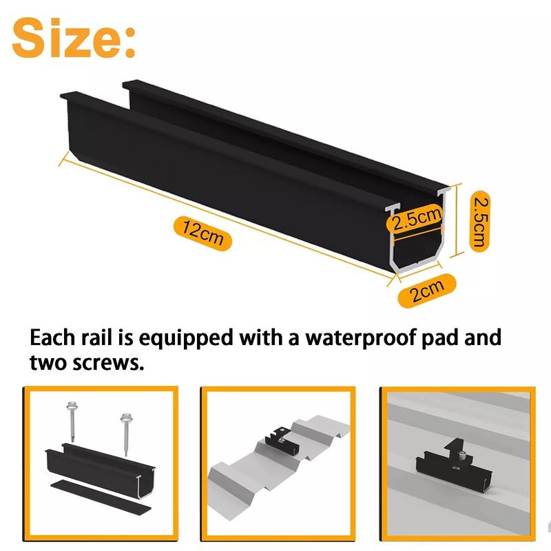 1set Solar Panel Mounting Brackets 12cm Rails Mid End Clamp PV Fixing For Metal Roof Motorhome Caravan RV Accessories