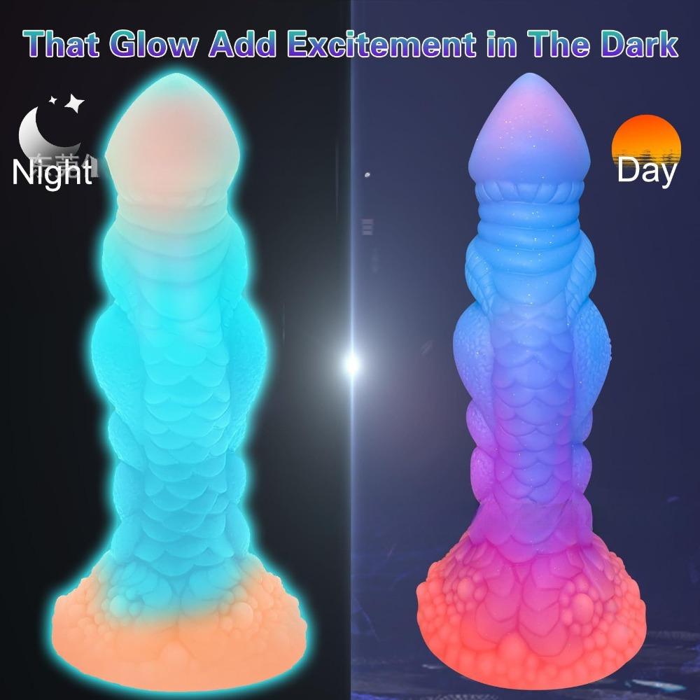 Liquid Silicone Dragon Scale Luminous Dildo Unisex Anal Plug SM Adult Toy