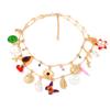 Personalized Trend Metal Chain, Dripping Alloy Butterfly Flower Sunflower Imitation Pearl Pendant, Women's Necklace