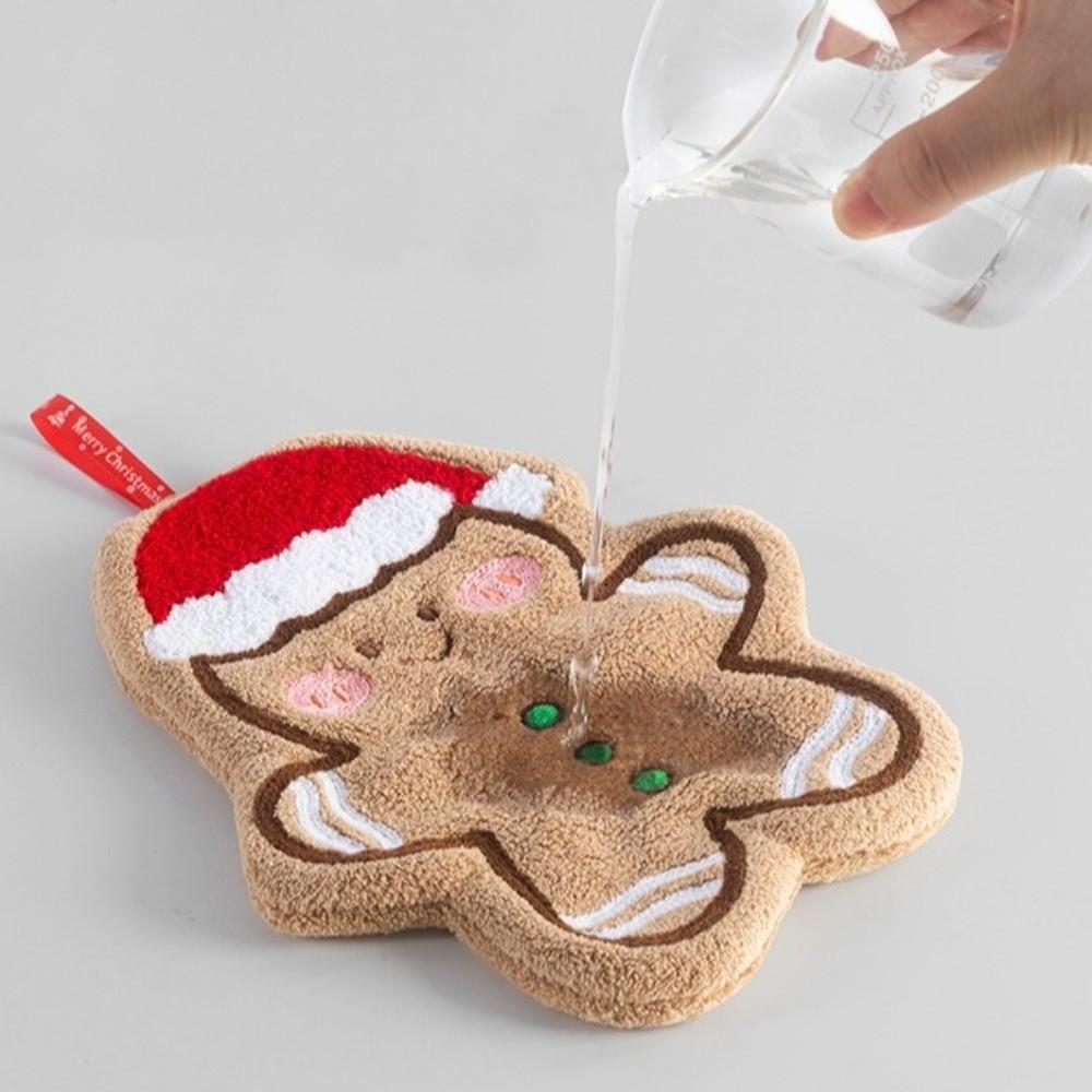 Cartoon Snowman Christmas Hand Towel Absorbent Coral Fleece Wipe Cloth Christmas Decor Quick-drying Kitchen Cleaning Rag