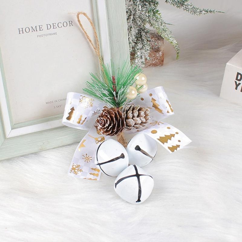 Christmas Bowknot with Bells for Christmas Tree Hanging Ornament Christmas Decoration Pendant Baubles Wedding Party Gift