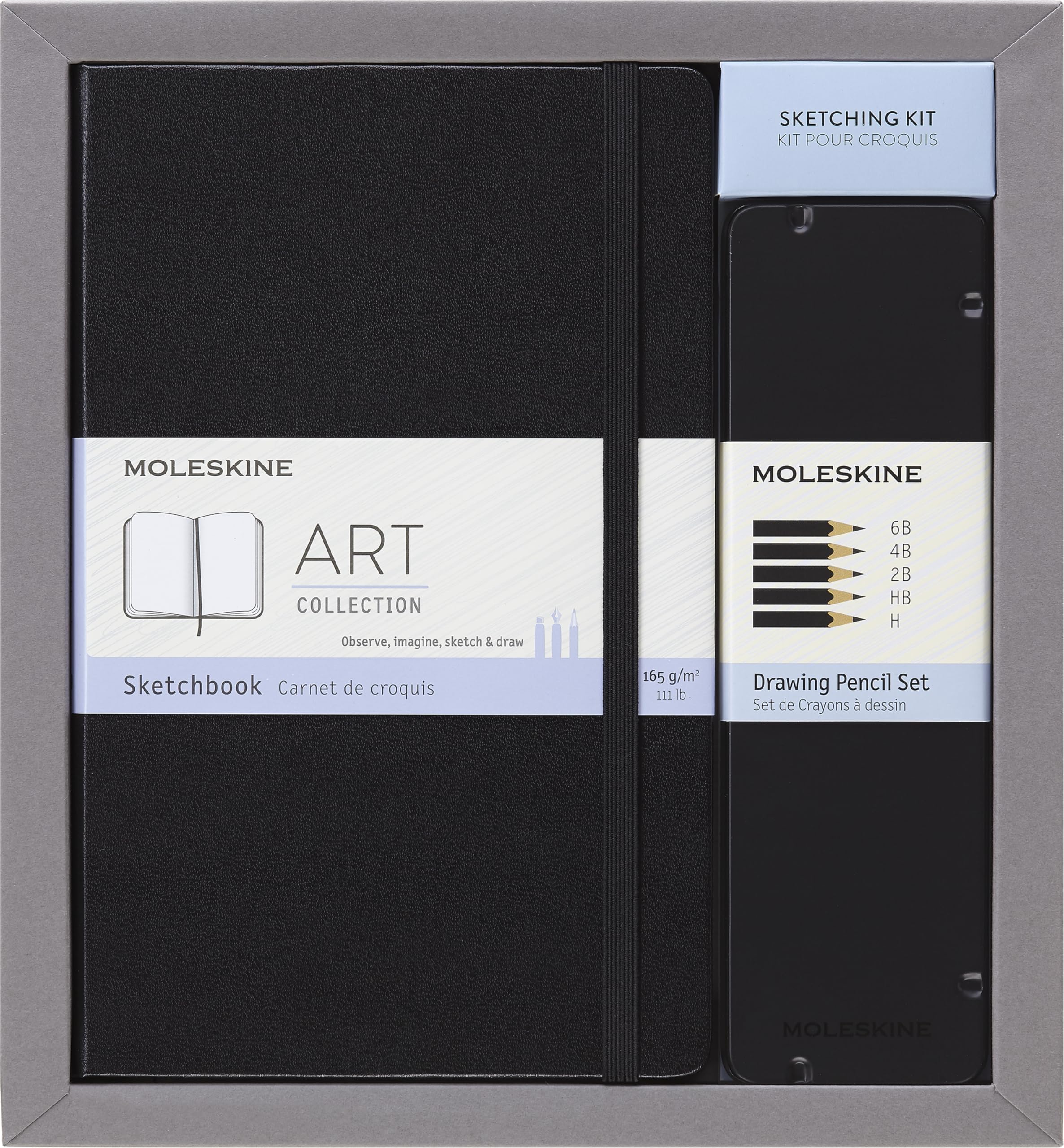 

Moleskine Skizzen-Set Skizzenbuch: Large/A5, Hard Cover, Schwarz; Zeichenstift-Set