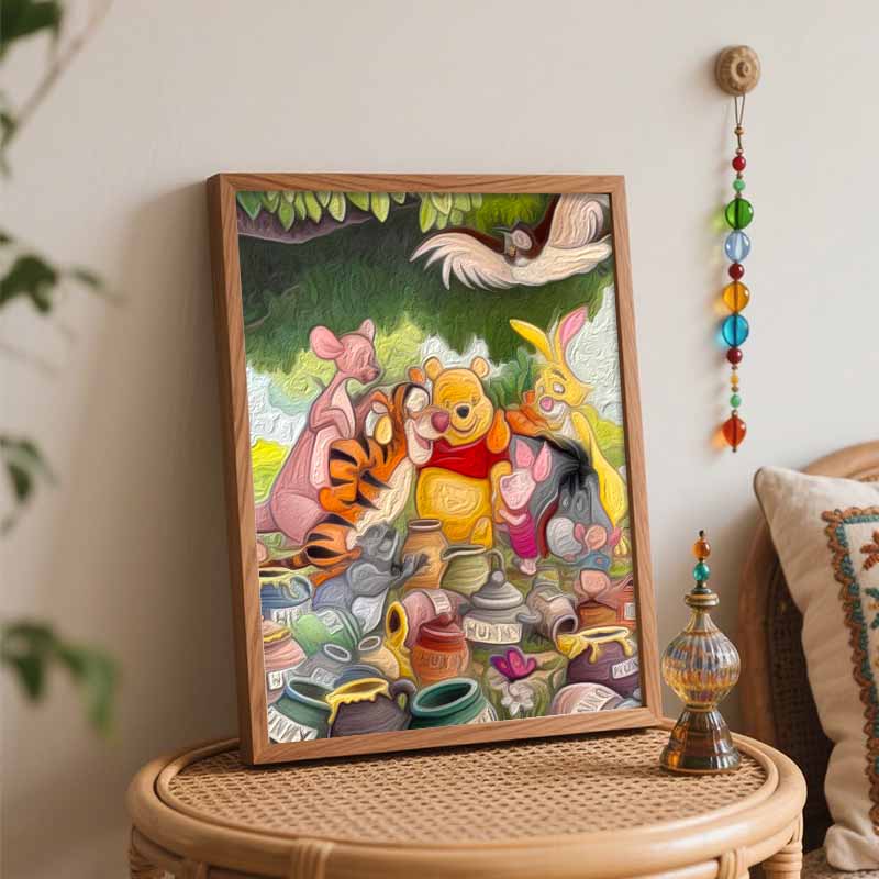 Disney Winnie the Pooh Oil Art Painting Kit Home Wall Decor Handmade Gift DIY Canvas Wall Art Cartoon Characters Decorative Hobby Set