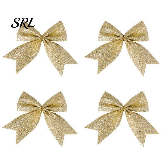 Champagne Party Supplies 4Pcs Glitter Christmas Bow, Sparkling Ribbon Hanging Ornament for Decorative Bows Wreaths Tree Front Door Wreath, Festive