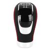 Manual Gear Shift Lever Knob Shifter Head Universal 5 6 Speed Artificial Leather Red Stitching with Replaceable Paster