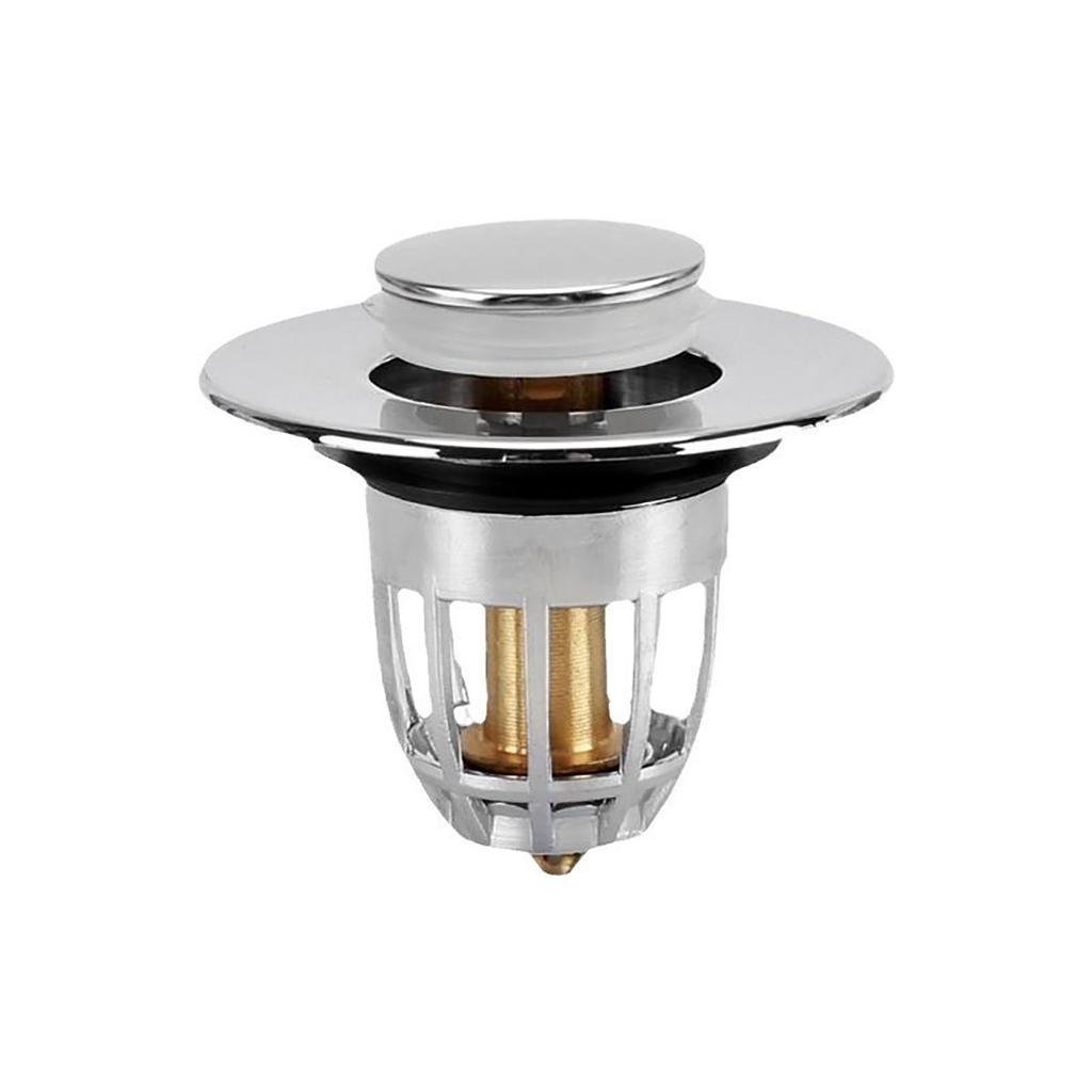 Universal Rebound Drain Plug Filter Basin Pop Sink Filter with Catcher Bathroom Sink Drain Plug Easy Push Type