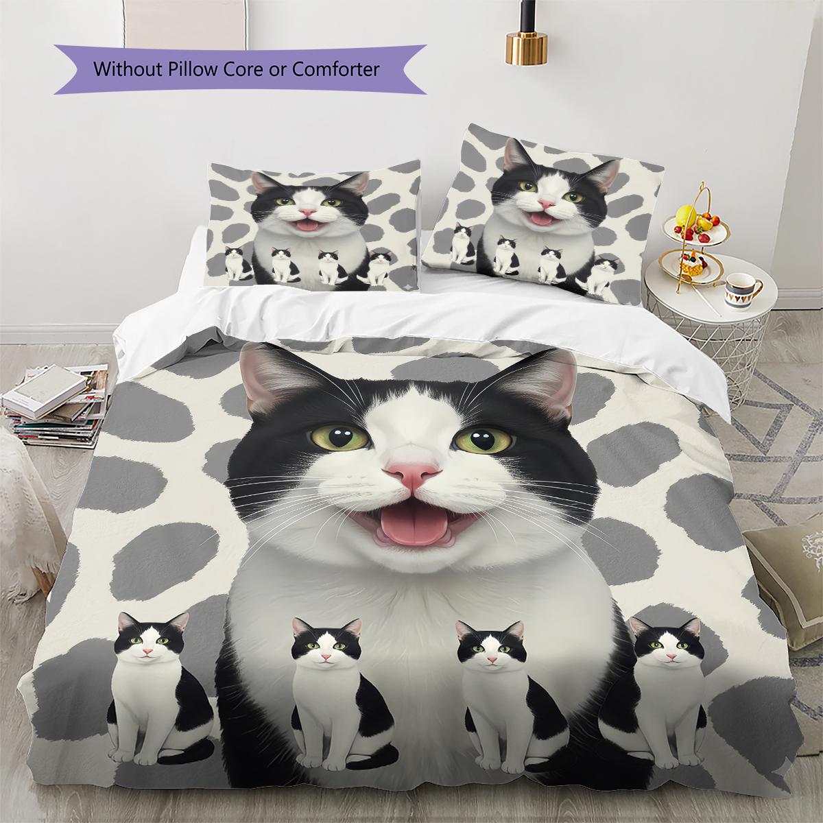 

Cow Cat Siamese Pattern Bedding Quilt Set Quilt Cover Pillowcase Home Decoration Gift (1 * duvet cover + 2 * pillowcase, without core) 135x200cm
