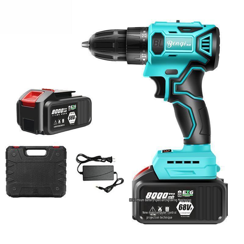 High Power Cordless Brushless Impact Drill with Pure Copper Motor and Rechargeable Lithium Battery