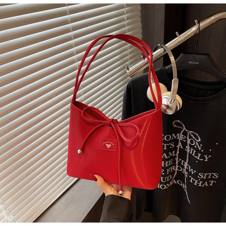 Premium Bag New Summer Versatile Shoulder Underarm Bag Bow Commuter Bucket Bag