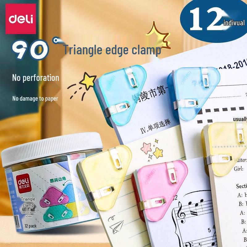 Deli TP530 Transparent Triangle Corner Clip for Documents