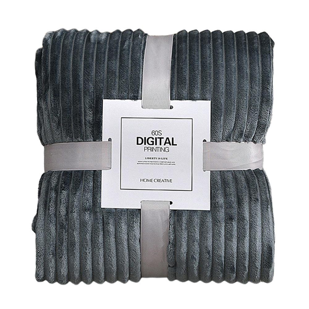 

Skin-Friendly Warm Blanket Double Sided Plush Striped Blankets New Conditioning Quilt Home Office 70x100cm