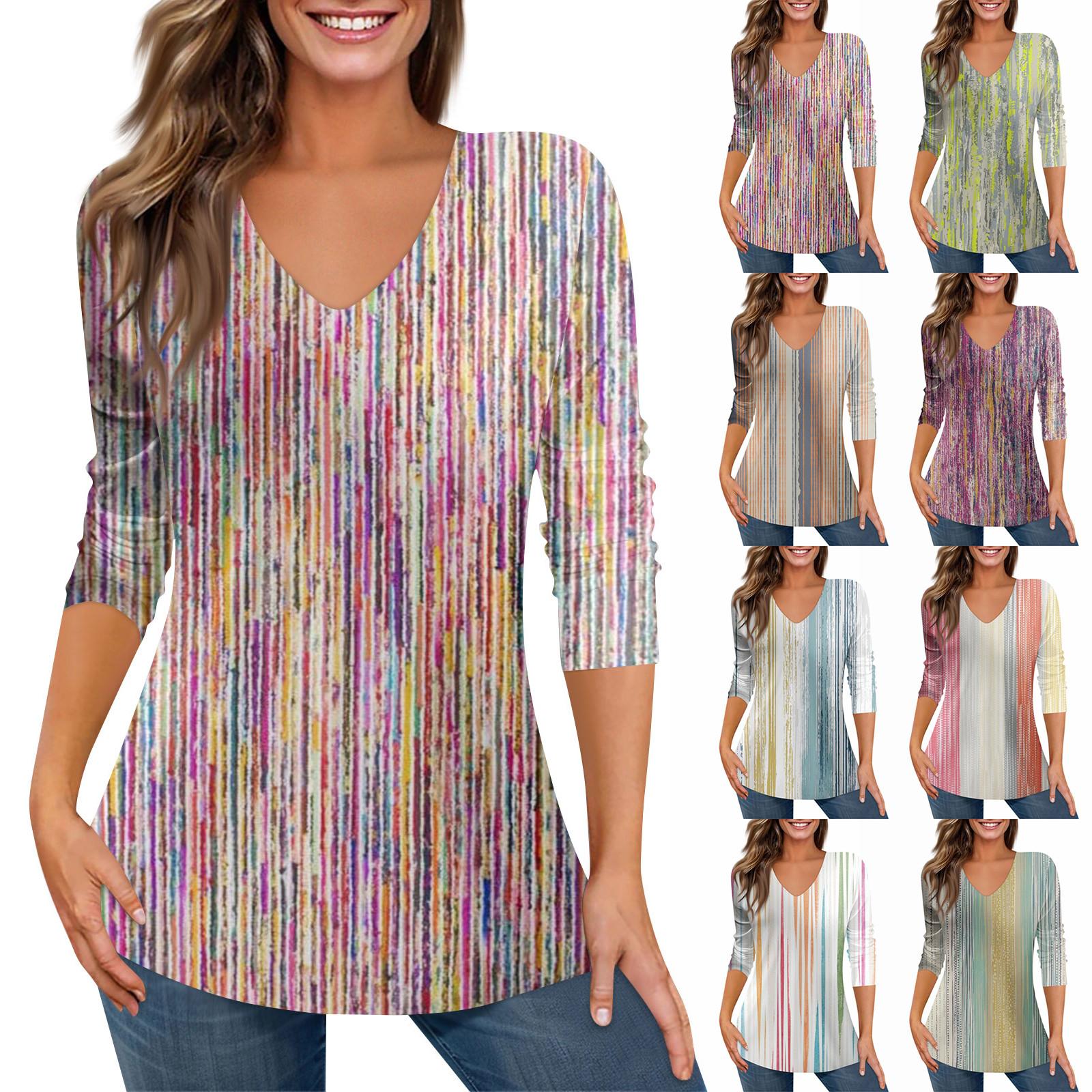 

Женский модный повседневный винтажный текстурированный топ с v-образным вырезом и длинным рукавом с принтом