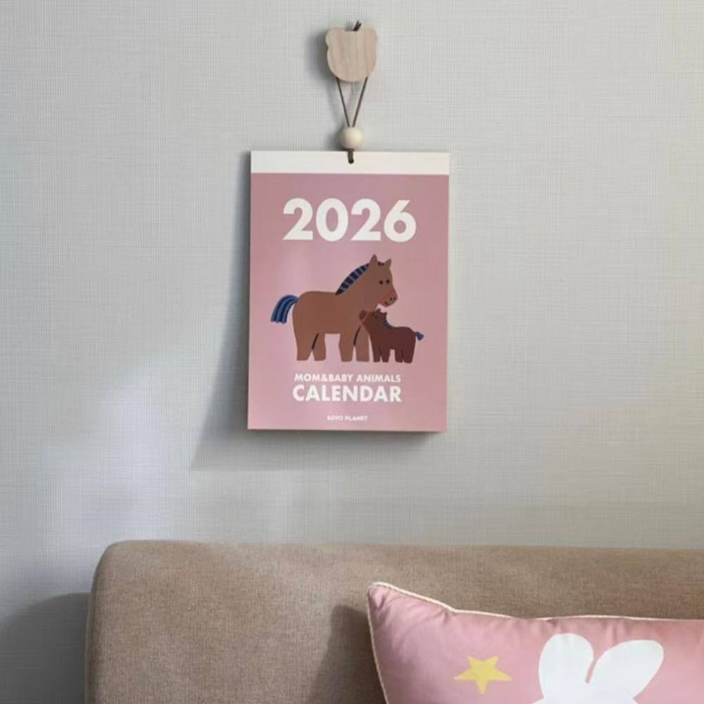 2026 Cute Horse Wall Calendar Design Creative Wall Art Photo Shoot Prop розовый