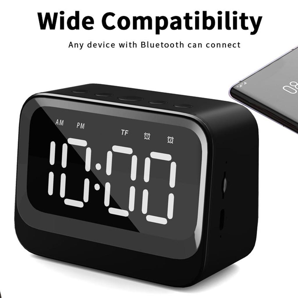 Bluetooth 5.3 Speaker Multifunctional Alarm Clock With Large LED Display For Bedroom And Outdoor Use