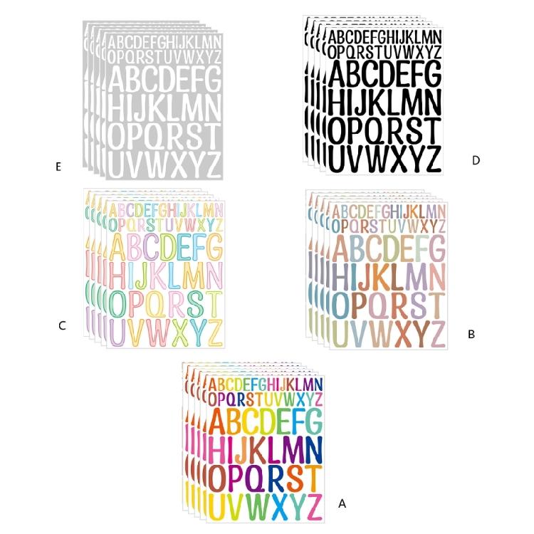 5 Sheets Alphabets Sticker Letter Sticker Letter Decal Decorative Sticker Scrapbook Sticker Waterproof Journal Sticker