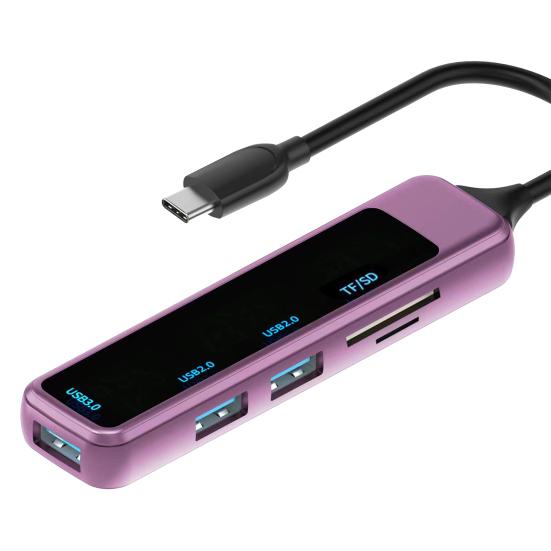

Портативный USB-хаб-адаптер 5-в-1 Высокоскоростная передача Док-станция USB Type-C к USB TF/SD адаптер для телефона, ноутбука Type-C фиолетовый
