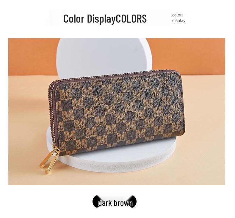 Women's Large Capacity Plaid Double Zipper Clutch with Multi-Card Slots (2025 Design)