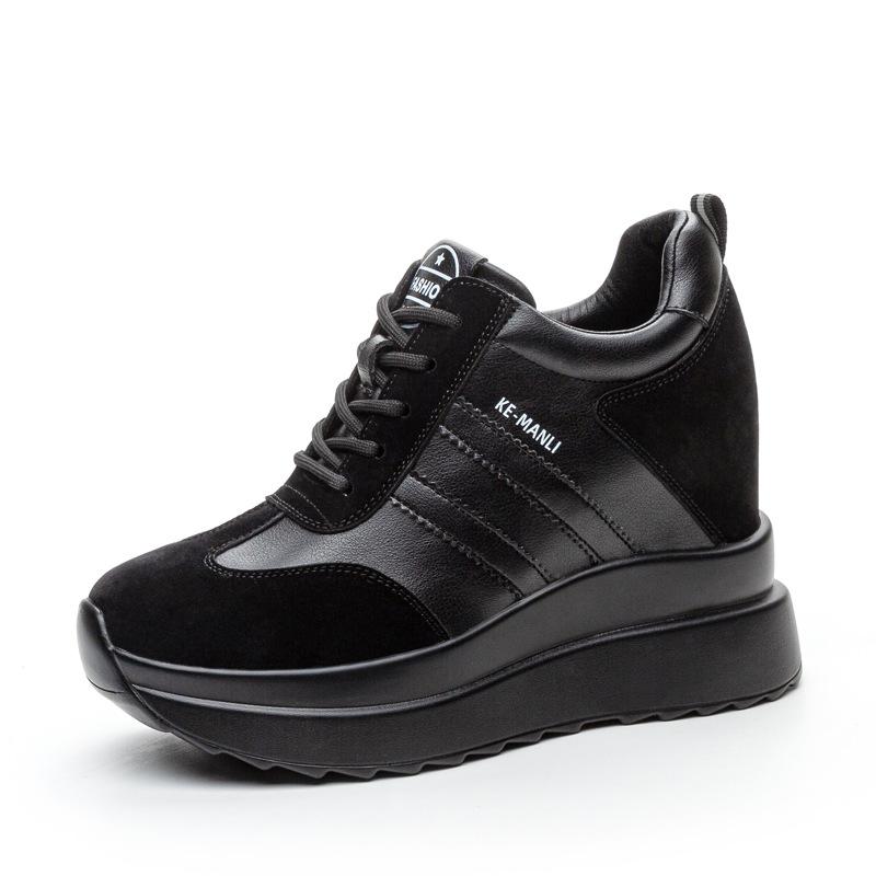 Herbst und Winter neue Keilabsatz Muffin Plateau Schuhe lässig und dünn Innenhöhe cm kleine Damenschuhe