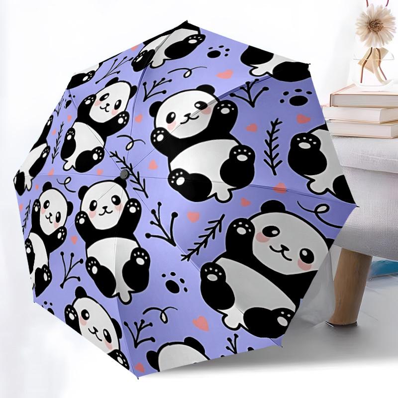 1pc Panda Pattern Automatic Open/Close Umbrella Compact Folding Umbrella, All-Season Portable Umbrella for Women/Men, Perfect Gift for Birthdays