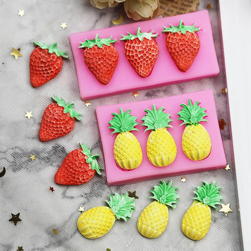 1/2Pcs Aromatherapy Candle Decoration Silicone Mold 3 Strawberry Pineapple Chocolate Mold Diy Cake Accessories