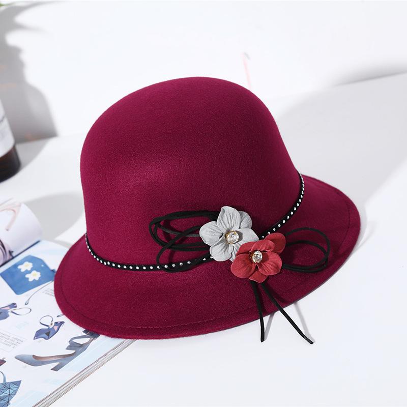 Hat Lady Autumn and Winter Cold and Warm Fashion Woolen Top Hat Trendy Basin Hat Bag Hair Help