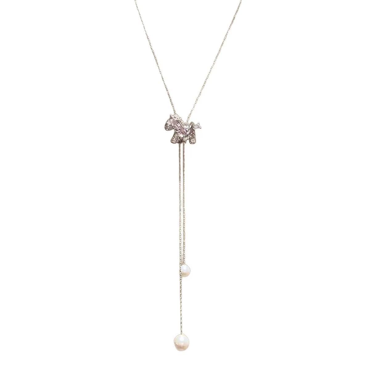 

1111 New Flash Zirconium Pony Necklace Pendant Light Luxury Premium Clavicle Chain Neck Chain Sweater Chain Accessories Women