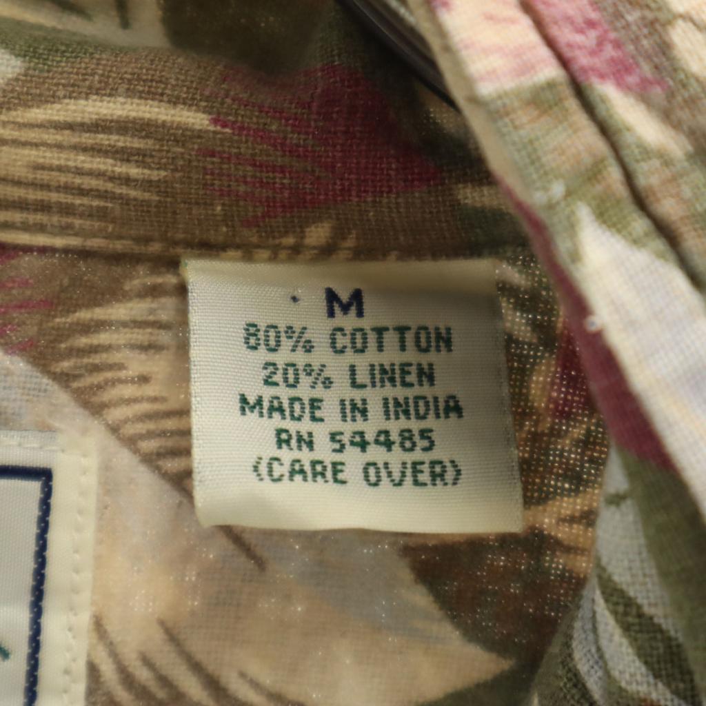 American Eagle Outfitters 90s Linen Blend Old Floral Five-quarter Sleeve Open Collar Shirt Men's Used