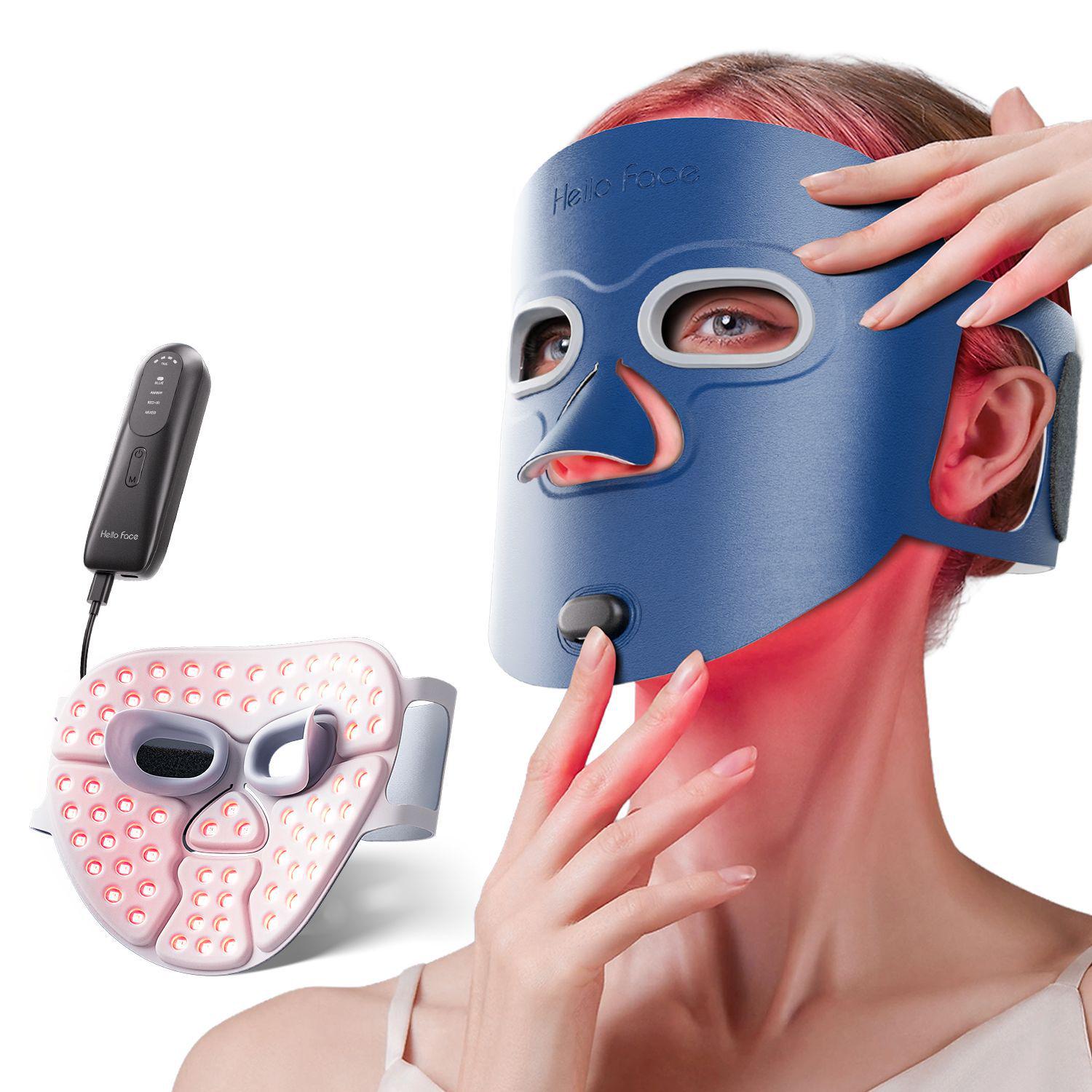 Photon Beauty Mask: Red & Blue Light Facial Rejuvenation Device with Large Panel Deep Navy Blue