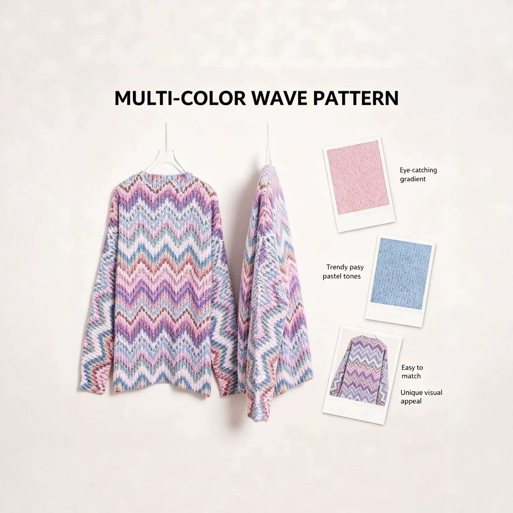 Christmas Sweater 3D Pattern Printed Women's Sweater Pullover Casual Loose Long Sleeve Knitted Crew Neck Top