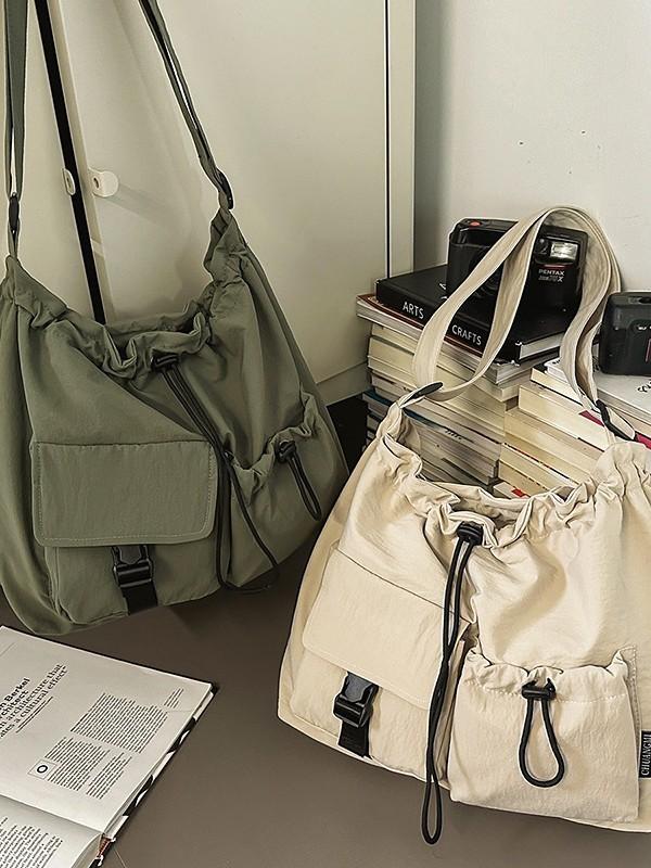 Unisex Nylon Shoulder Bag With Multiple Pockets For Daily Use And Outdoor Activities