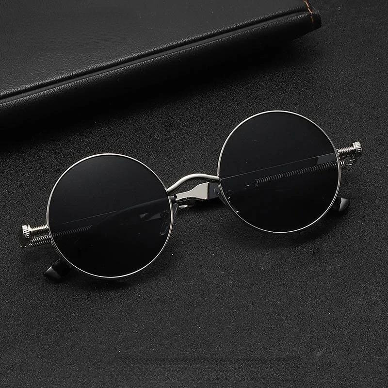 Vintage Steampunk Red Sunglasses Men Round Punk Alloy Metal Retro Sun Glasses Women Goggles Gothic Style Shades