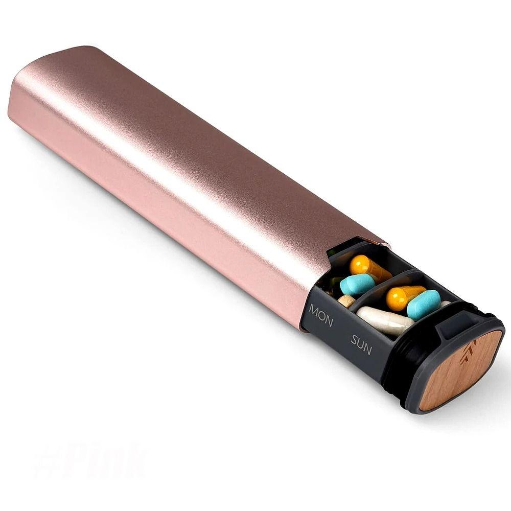 

Большой емкости 7-дневный еженедельный органайзер для таблеток, алюминиевый отсек для таблеток, дорожная коробка для таблеток розовый