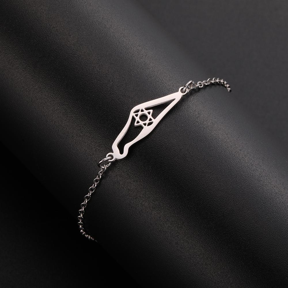 Dawapara Star of David Bracelet Map Bracelet Hexagram Charm Blessing Je Jewelry Hanukkah Gift Stainless Steel Jewelry