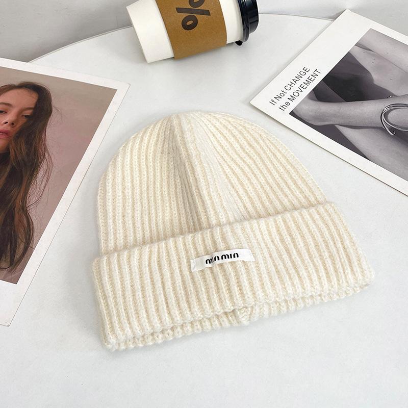 Autumn and Winter Hats for Women Korean Version Versatile Student Knitted Hats Outdoor Warm Pullover Hats Ear Protection Woolen Hats