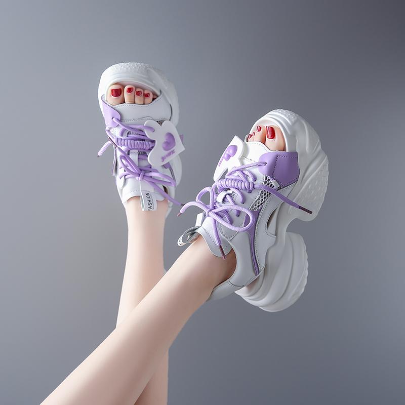 fashion High Platform Sandals Women 2024 Summer Breathable Wedges 6CM High Heels Ladies Mesh Sneakers Chunky Slippers Sandalias Mujer