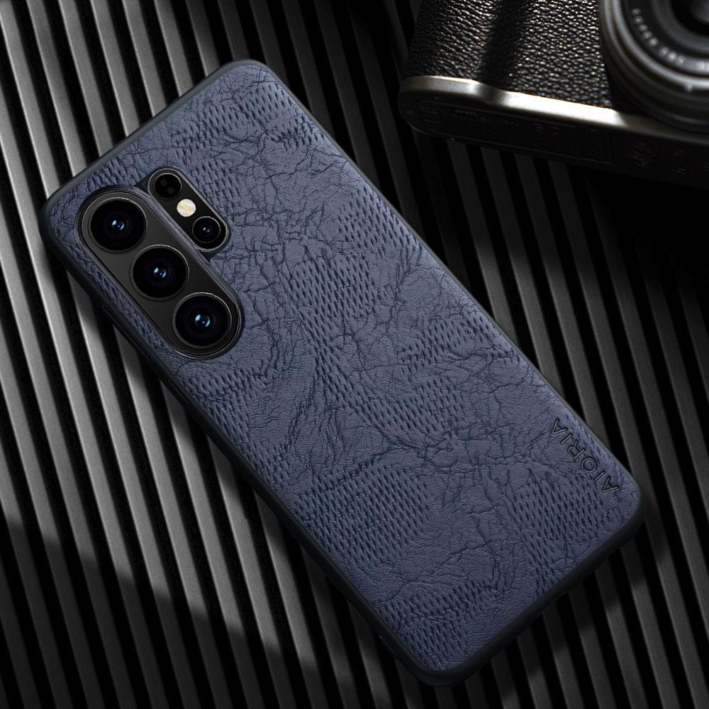 Case for Samsung Galaxy S26 Plus Ultra Edge pro Luxury Cracked Faux leather Phone cover for Samsung S26 Ultra case Galaxy S26 Ultra темно-синий