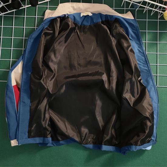 Herrenjacke, Farbblock, locker, Vintage, lange Ärmel, Reißverschluss, Stehkragen, winddicht, weich, Streetwear, Schule, Baseballmantel, Frühlings- und Herbstmantel