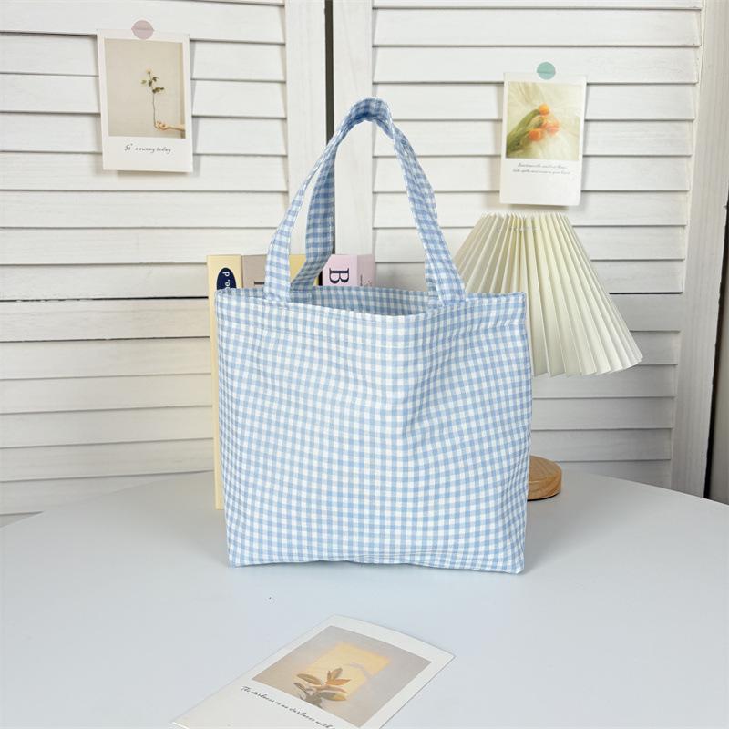 Portable Plaid Bento Lunch Tote Bag