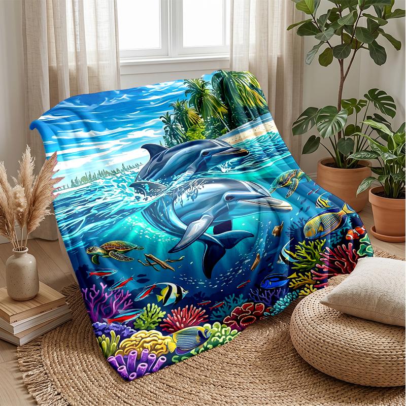 Ocean Life Adventure 11 Theme Blanket Lightweight Warm Flannel Blanket Decorative Throw Blanket for Home Decoration