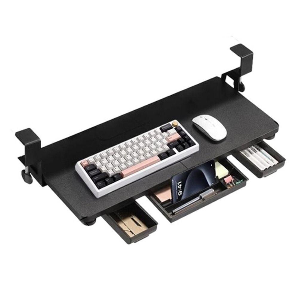 Space Saving Keyboard Bracket Stable Load-bearing Adjustable Keyboard Mouse Tray Slide-out Drawer Punch-free