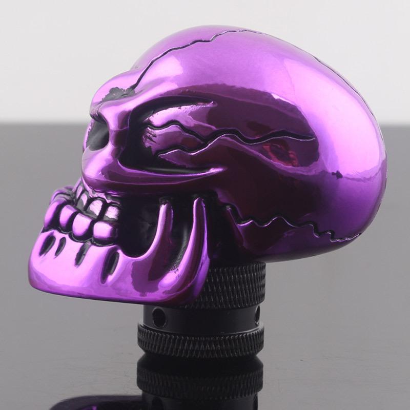 Car Accessories Purple Skull Head Manual Stick Gear Shift Knob Modification Gear Shifter Lever Car Hand Brake Cases Universal