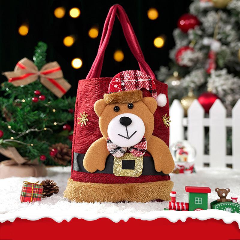 1PCS Christmas Gift Bags Handbags Tote Bags Candy Bags Snowman Bear Gift Bags Storage Bags Christmas Decoration