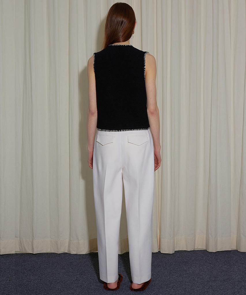 EN OR Straight Wool Tuck Pants - Ivory