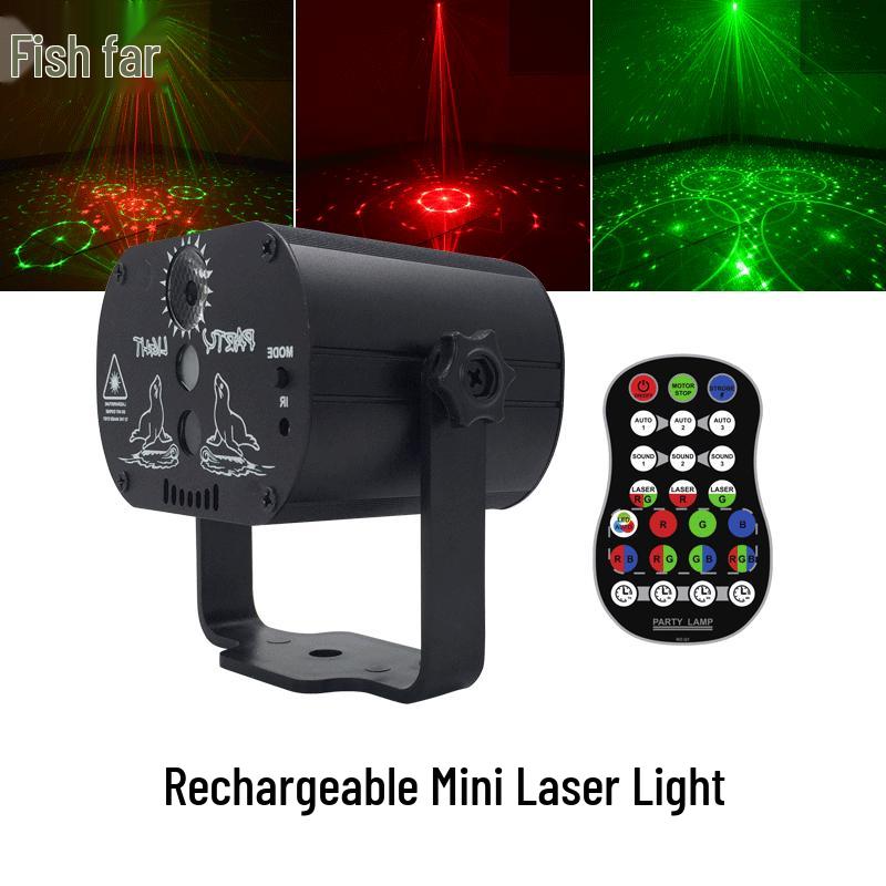 LED Seven-Color Outdoor Mini Laser Stage Light with USB for Disco, Christmas, and Starry Sky Projections
